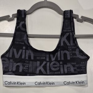 Calvin Klein Charcoal and White Logo Sports Bra